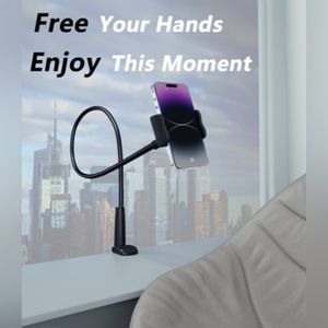 Cell Phone Holder with Flexible Gooseneck Mount Clamp